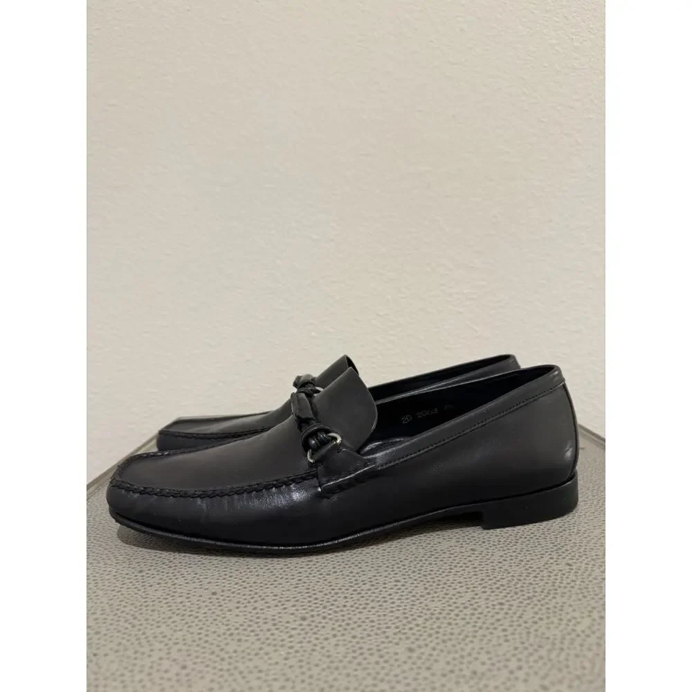 Prada Black Leather Square Toe Horsebit Loafers Prada 7.5 US 8.5